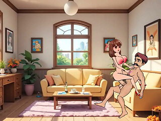 24 Year Old Girl Gets Hard Fucked by 36 Year Old Man in Living Room - Cartoon Animation