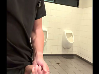 Flash Jerk in Public Toilet
