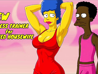 Wife Cheats on Her Husband with a Fitness Trainer. Cartoon. Simpsons Parody