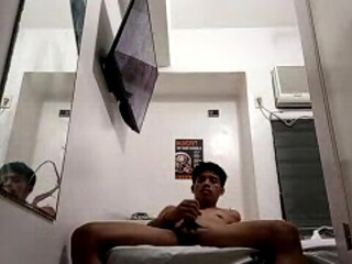 Filipino Twink Jerks His Throbbing Cock in Hotel 2