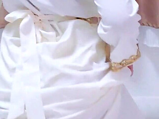 A Malaysian Hijabi Girl Teasing with White Abaya Showing off Her Ass