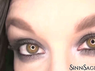 Sinn Sage Highlights Beautiful Hazel Eyes In Close Up For Camera View