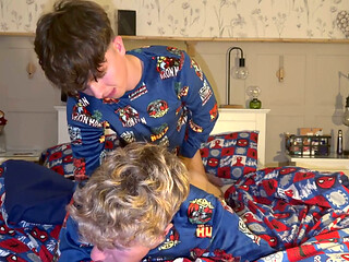 Twink Couple Fuck in Bed, Then Solo Cumshots