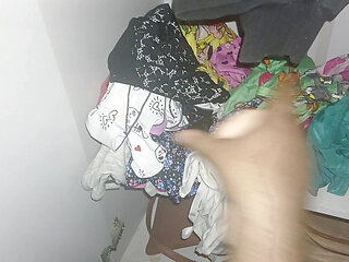 Handjob with my wife's friend's panties
