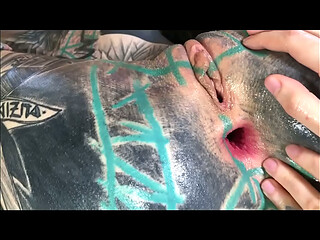 Latex Tease to Anal Fisting Tattooed Dreadlock Lesbians