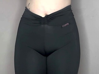 ASMR Cameltoe in Tight Black Leggings