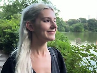 Amateur girlfriend exposes her juicy pussy to the crowd