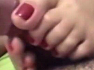 Old Video Recovered! Andrea in Red Toes Footjob