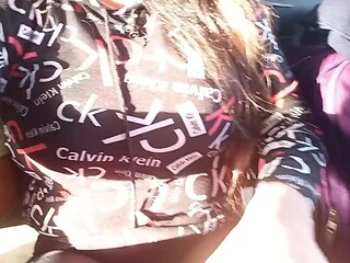 Busty milf exposes herself on a bus with a stranger