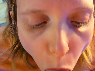 Cocksucking milf drops to knees for hard fuck until creampie