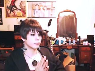 Short-Haired Crossdresser Cutie on Webcam