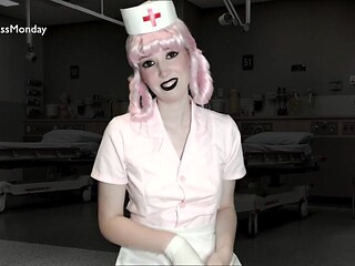 Evil Goth Nurse Joy gives a deep prostate exam