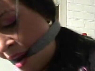 Struggling Babe Chairtied Cleavegagged