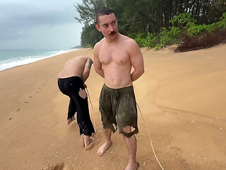 Two pirates are jumping on the sailors&rsquo_ dicks for the treasure map.