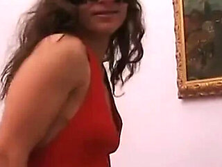 Masked Brunette MILF in Stockings Fingering Her Wet Pussy Solo