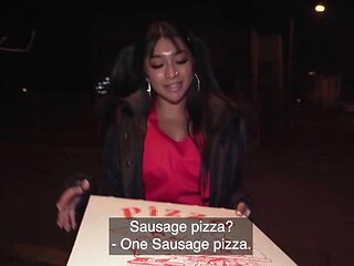 Dude rizzing her in POV and using her feet for his dick