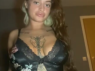 Tattooed Scottish slut dildo's stretching her open and every moan just makes her want to go a little further