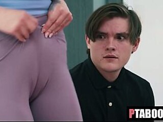 MILF Adira Allure makes his cock hard with visible camel toe