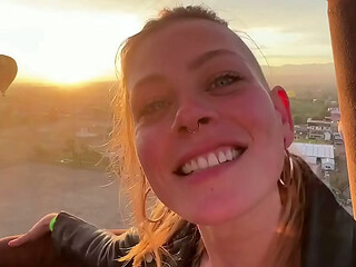 Date Night - Risky Sunrise Sex (she swallows) over pyramids in an air balloon - Sammmnextdoor