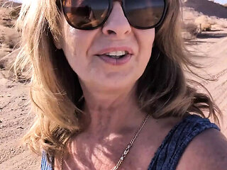 Mature MILF Squirts in Desert - Outdoor Blowjob & Doggy Style Fuck