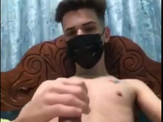 Cum-filled sexy CubaBoy shooting his hot load all over the place and his face