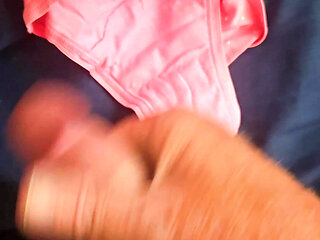 Cumming on Emily's pink panties