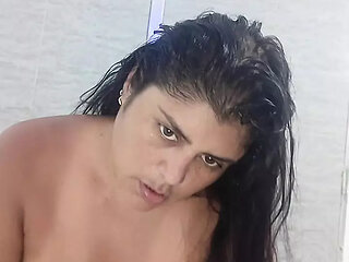 My Indian BBW Stepdaughter Aly Denali Masturbates with Her Pillow, I Fuck Her Ass and Eat Vaginal Cream on My Face