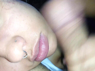 POV: She roughs up the cuckold's cock with her handjob and hot blowjob.