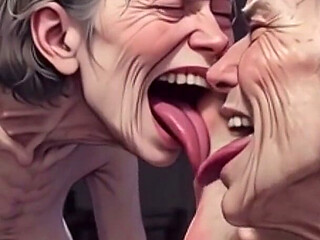Two Ugly 90 Year Old Grannies Foot Fetish - Licking & Moaning in Pleasure