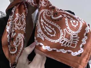 Elegant, Shiny Satin Headscarf Fashion Show JOI, Lady Victoria Valente