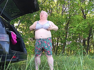 Masturbating Her Pussy in Nature