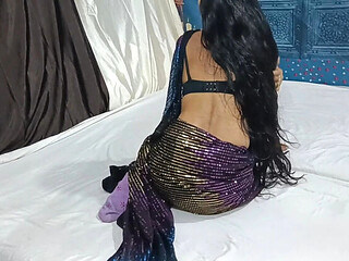 Bhabhi in saree makes my dick hard, then hardcore doggy style fuck with hot Indian wife