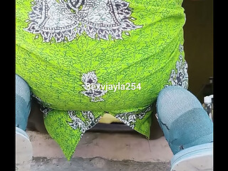 Naughty African crossdresser showing her big ass twerking and toying her asshole