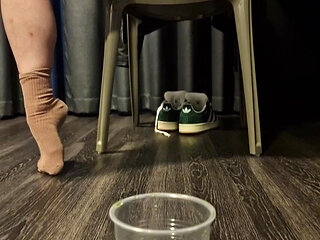 Trying beer pong from my wet pussy
