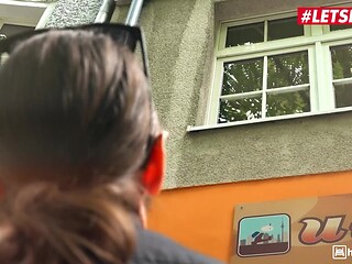 Brunette tourist bad girl takes a long cock in her tight pussy
