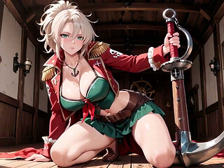 Blonde Goddess Lounging in Sun-drenched Ship Quarters, Hip-checking and Skirt-lifting for Pure Heat