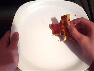 Pizza slice demolishing POV ASMR with a wholesome ending
