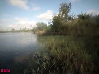 Fucking a busty tribe woman outdoor in a river was great experience