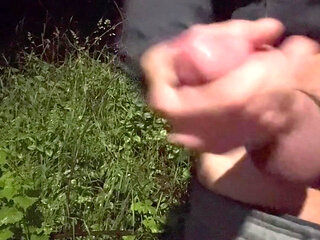 Public Cumshot  Young Big Cock Jerks Off