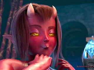 Hot Lesbian Demon Vore - Devil's Cookie Swallows Tiny Shrunken Woman (Eskoz)