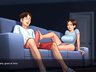 Stepsister give feet fuck to stepbrother