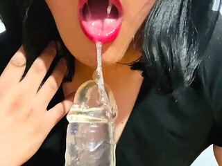 Sissy slut trains with dildo