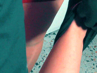 Dirty Sock Gag Hand Over Mouth - Stepmom Punishes Skinny Stepdaughter in the Kitchen