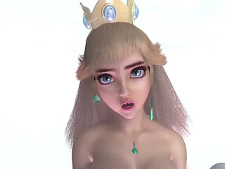 Princess peach rides a big dildo : Super Mario hentai parody