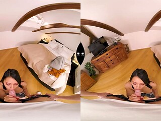 Colombian beauty sucks and rides cock in VR