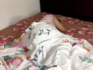 Step Mom Shearing Bed with Step Son Fucking Tight Pussy