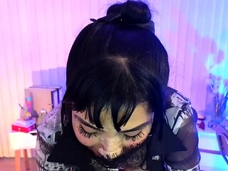 Extreme close up of Japanese teen masturbating