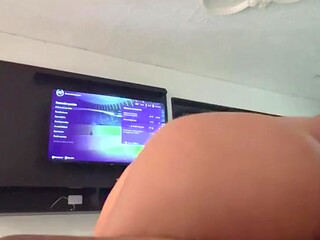 Curvy Latina step sis rides cock while playing PlayStation