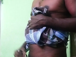 Mature man handjob in bedroom enjoying