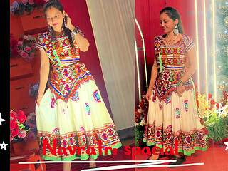 Navratri spacial addition hot couple in privet room enjoying